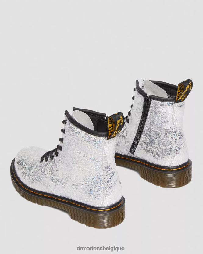 chaussure être Dr. Martens enfants bottes à lacets métallisées froissées junior 1460 froissé disco métallisé gris 6RFZX0457