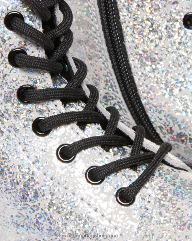 chaussure être Dr. Martens enfants bottes à lacets métallisées froissées junior 1460 froissé disco métallisé gris 6RFZX0457