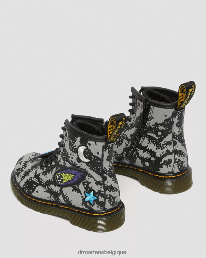 chaussure être Dr. Martens enfants bottes à lacets réfléchissantes Space 1460 pour tout-petit hydro noir et gris 6RFZX0413