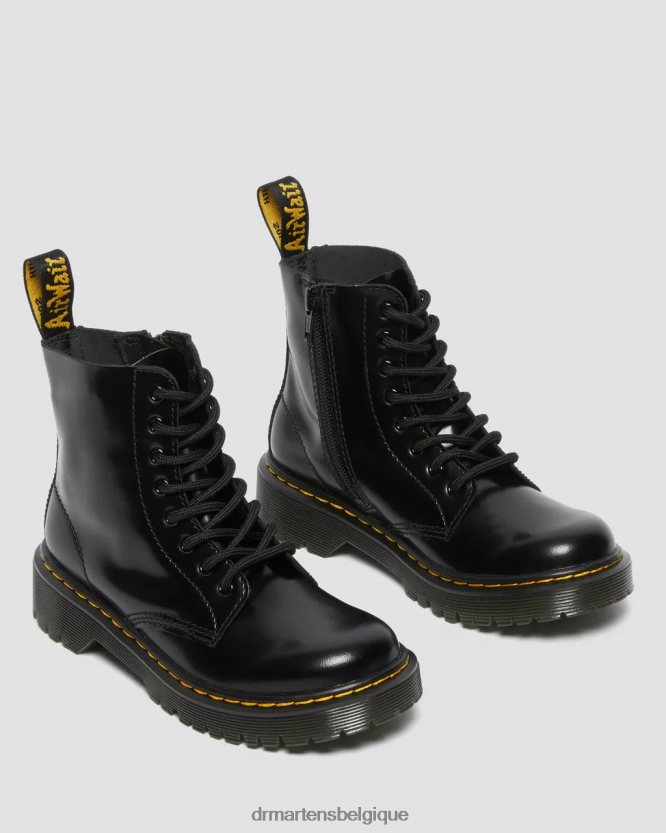 chaussure être Dr. Martens enfants bottines à lacets en cuir junior 1460 pascal bex noir lisse 6RFZX0438