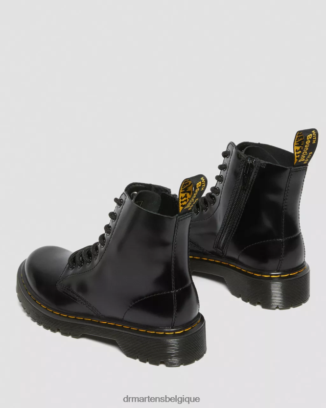 chaussure être Dr. Martens enfants bottines à lacets en cuir junior 1460 pascal bex noir lisse 6RFZX0438