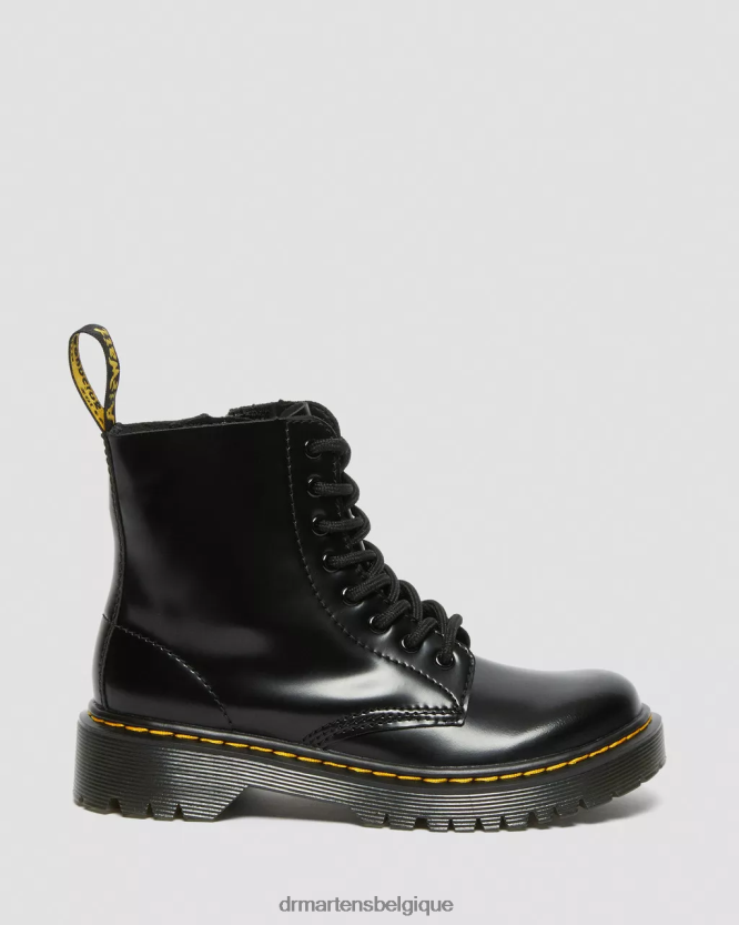 chaussure être Dr. Martens enfants bottines à lacets en cuir junior 1460 pascal bex noir lisse 6RFZX0438