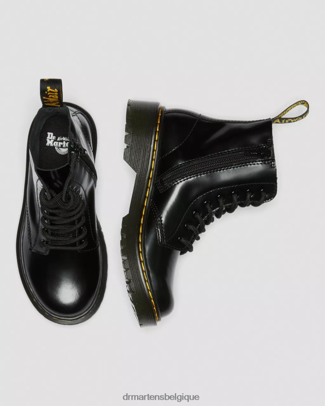 chaussure être Dr. Martens enfants bottines à lacets en cuir junior 1460 pascal bex noir lisse 6RFZX0438