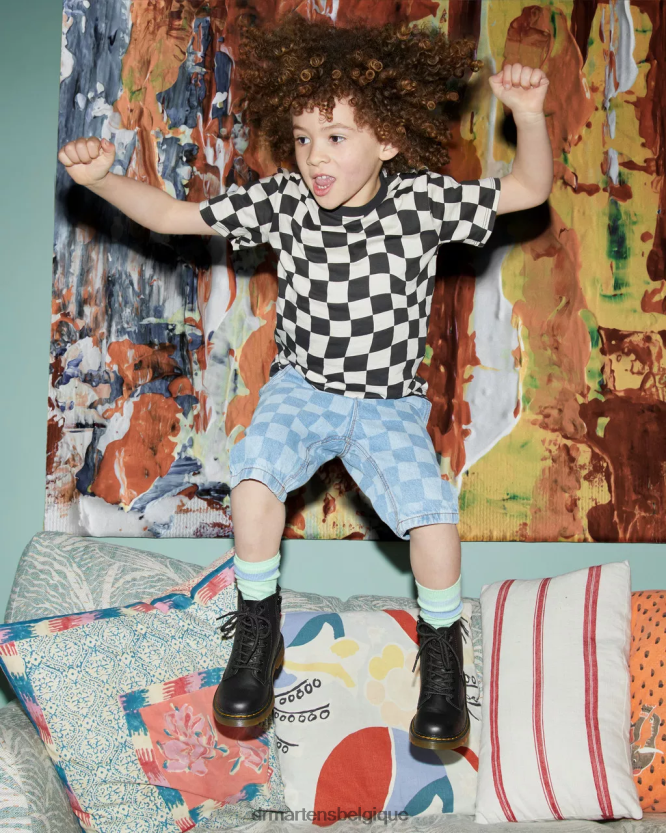 chaussure être Dr. Martens enfants bottines à lacets en cuir junior 1460 softy t noir doux t 6RFZX0424