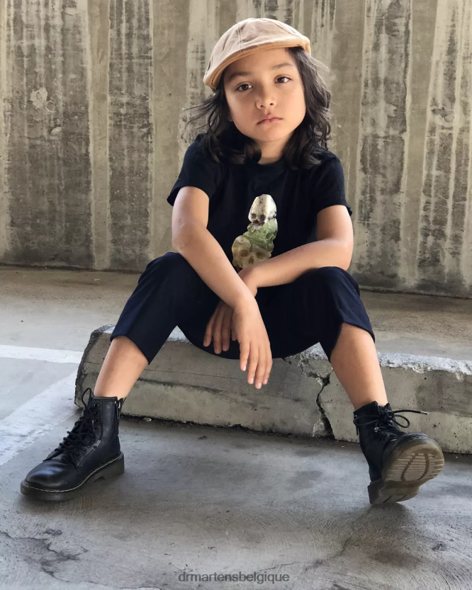 chaussure être Dr. Martens enfants bottines à lacets en cuir junior 1460 softy t noir doux t 6RFZX0424