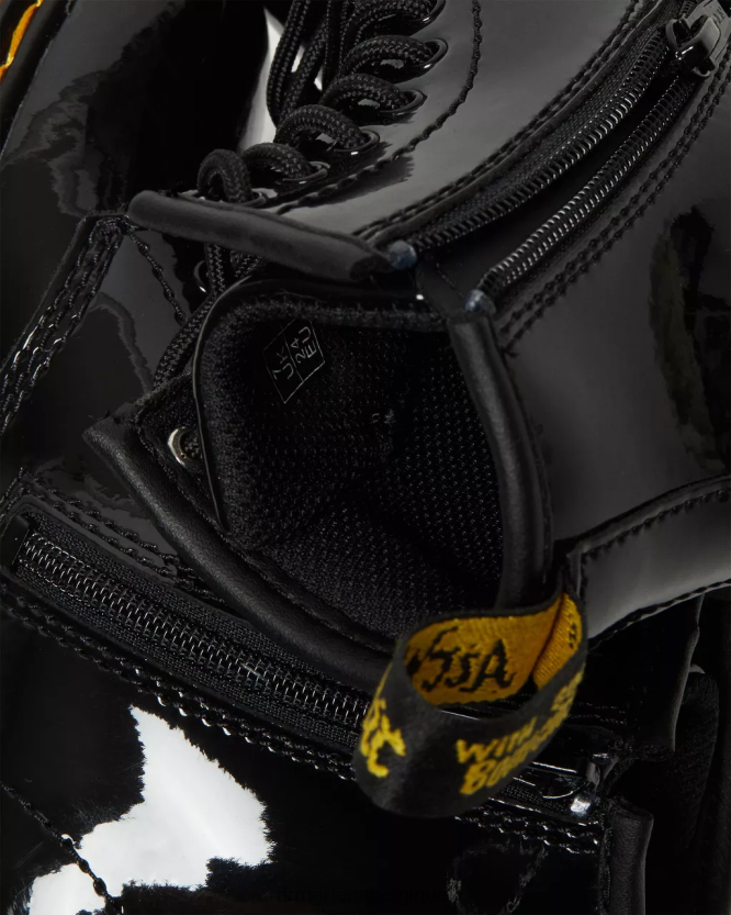 chaussure être Dr. Martens enfants bottines à lacets en cuir verni 1460 pour enfant Lucido noir et lampe vernie 6RFZX0404