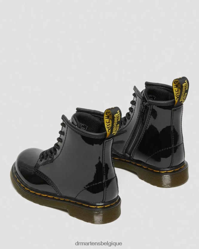 chaussure être Dr. Martens enfants bottines à lacets en cuir verni 1460 pour enfant Lucido noir et lampe vernie 6RFZX0404