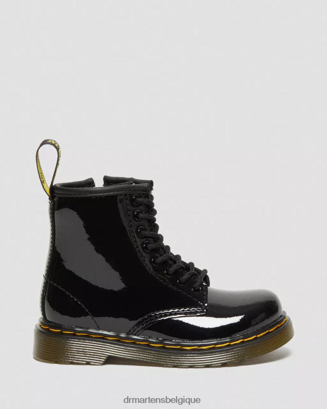 chaussure être Dr. Martens enfants bottines à lacets en cuir verni 1460 pour enfant Lucido noir et lampe vernie 6RFZX0404