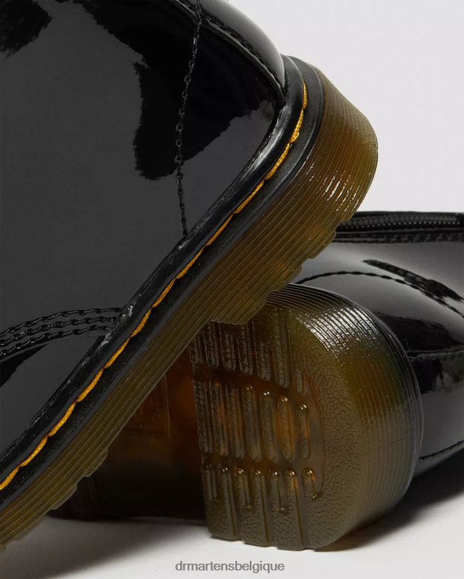 chaussure être Dr. Martens enfants bottines à lacets en cuir verni 1460 pour enfant Lucido noir et lampe vernie 6RFZX0404