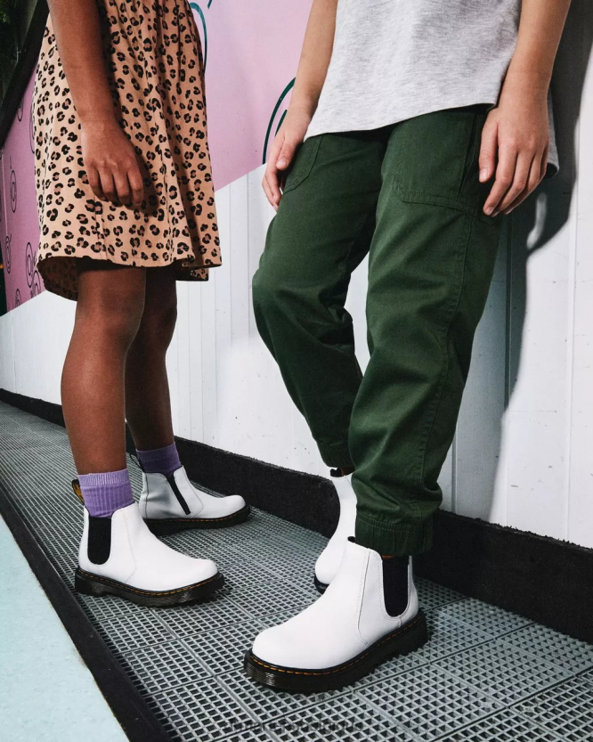 chaussure être Dr. Martens enfants bottines chelsea en cuir junior 2976 romario blanc 6RFZX0455