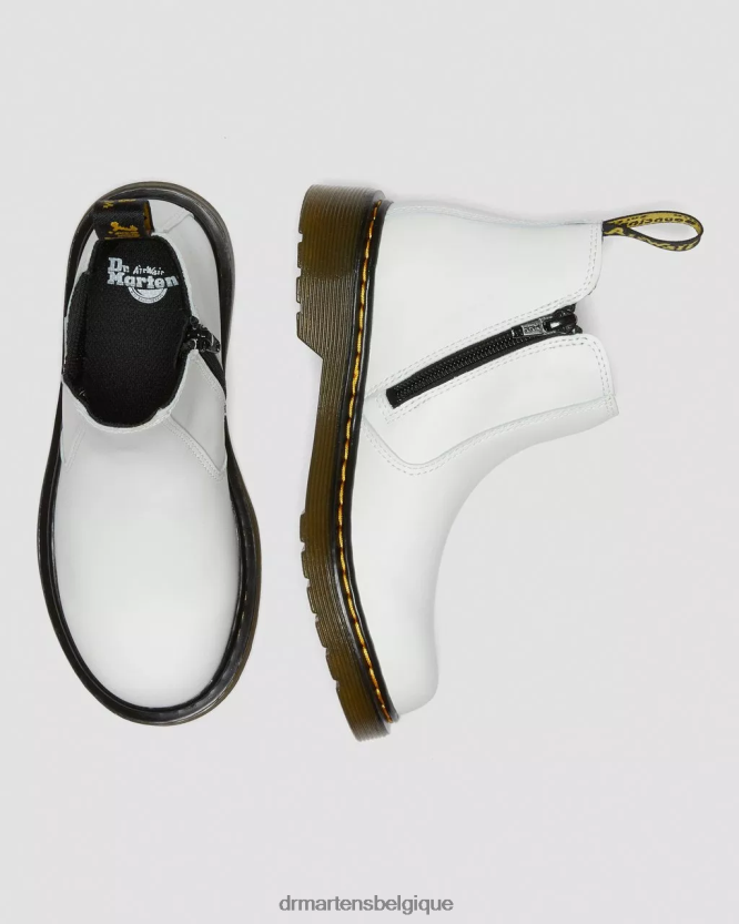 chaussure être Dr. Martens enfants bottines chelsea en cuir junior 2976 romario blanc 6RFZX0455