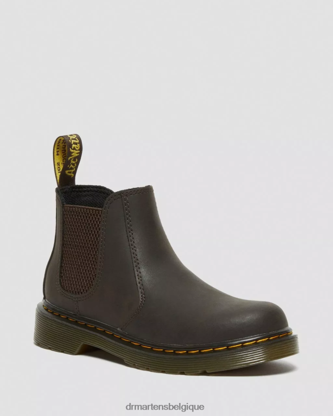 chaussure être Dr. Martens enfants bottines chelsea en cuir wildhorse junior 2976 Lampe cheval sauvage marron foncé 6RFZX0431