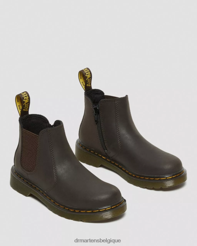chaussure être Dr. Martens enfants bottines chelsea en cuir wildhorse junior 2976 Lampe cheval sauvage marron foncé 6RFZX0431
