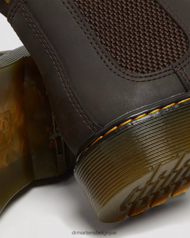 chaussure être Dr. Martens enfants bottines chelsea en cuir wildhorse junior 2976 Lampe cheval sauvage marron foncé 6RFZX0431