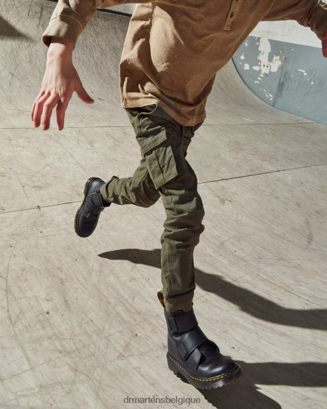 chaussure être Dr. Martens enfants bottes junior 1460 en cuir à double bride romario noir 6RFZX0432