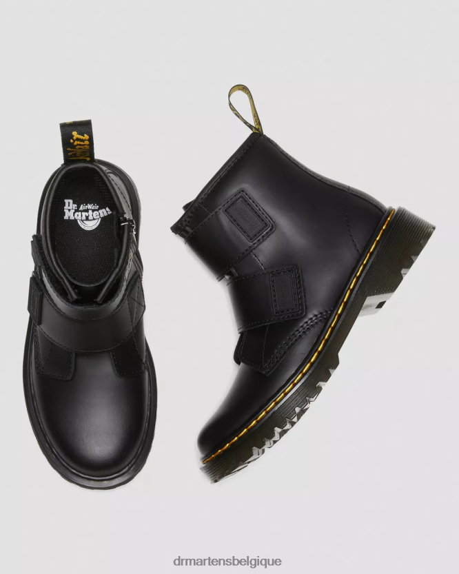 chaussure être Dr. Martens enfants bottes junior 1460 en cuir à double bride romario noir 6RFZX0432