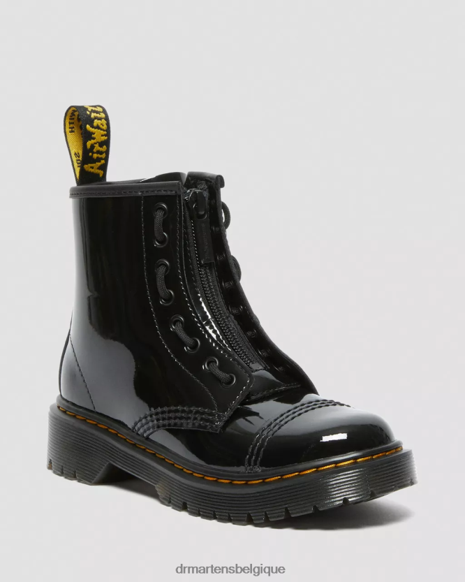 chaussure être Dr. Martens enfants bottes junior sinclair bex en cuir verni Lucido noir et lampe vernie 6RFZX0437