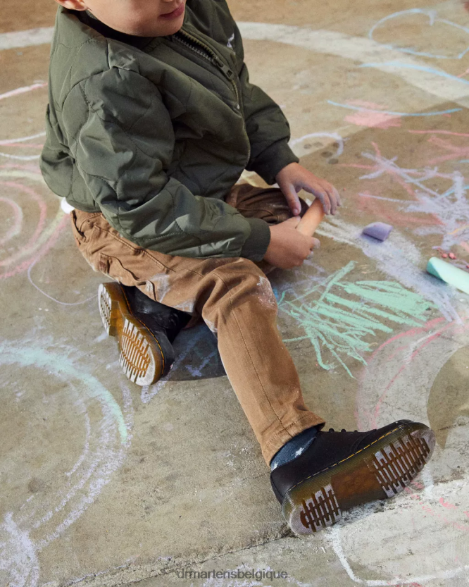 chaussure être Dr. Martens enfants chaussures richelieu en cuir 1461 softy t pour tout-petit noir doux t 6RFZX0405