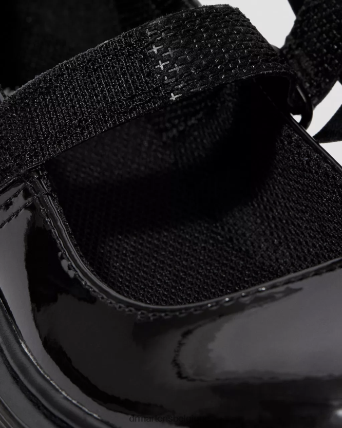 chaussure être Dr. Martens enfants chaussures mary jane en cuir verni junior maccy ii Lucido noir et lampe vernie 6RFZX0435