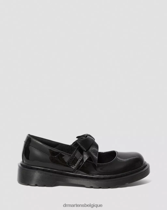 chaussure être Dr. Martens enfants chaussures mary jane en cuir verni junior maccy ii Lucido noir et lampe vernie 6RFZX0435