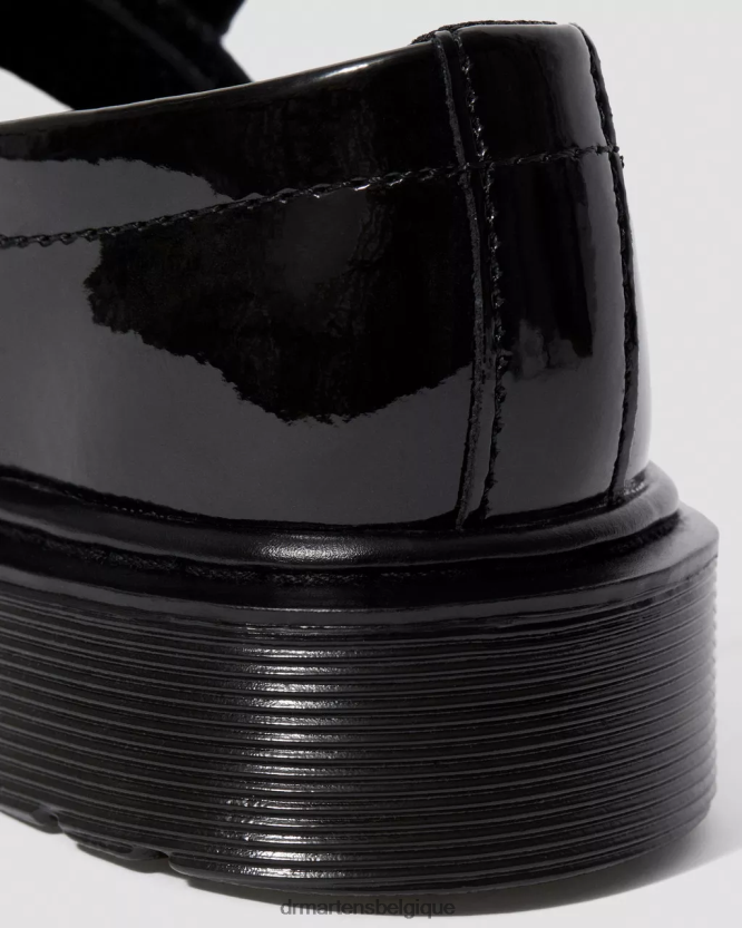 chaussure être Dr. Martens enfants chaussures mary jane en cuir verni junior maccy ii Lucido noir et lampe vernie 6RFZX0435