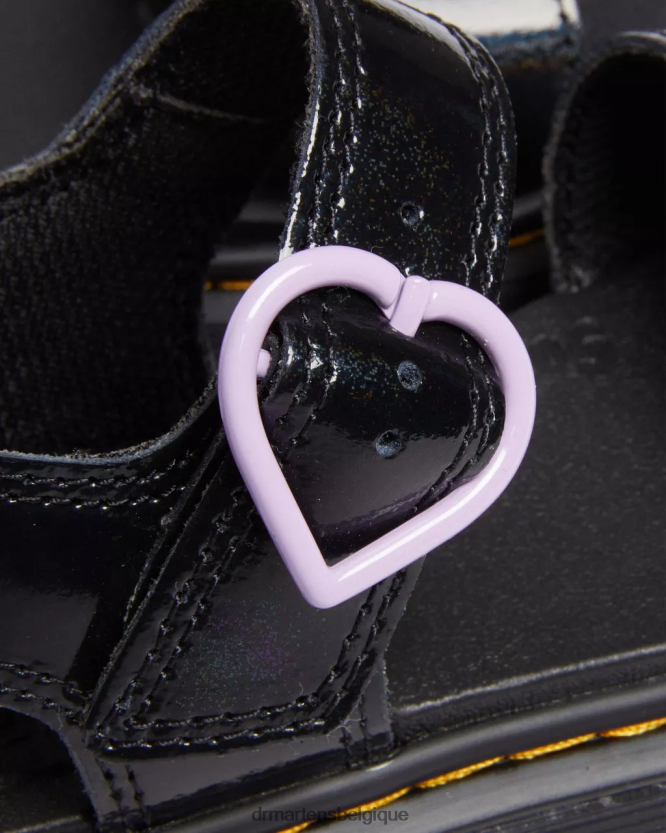 chaussure être Dr. Martens enfants sandales à bride cœur scintillantes Marlowe junior galaxie noire scintillante 6RFZX0454
