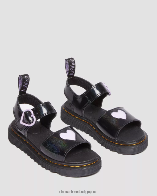 chaussure être Dr. Martens enfants sandales à bride cœur scintillantes Marlowe junior galaxie noire scintillante 6RFZX0454