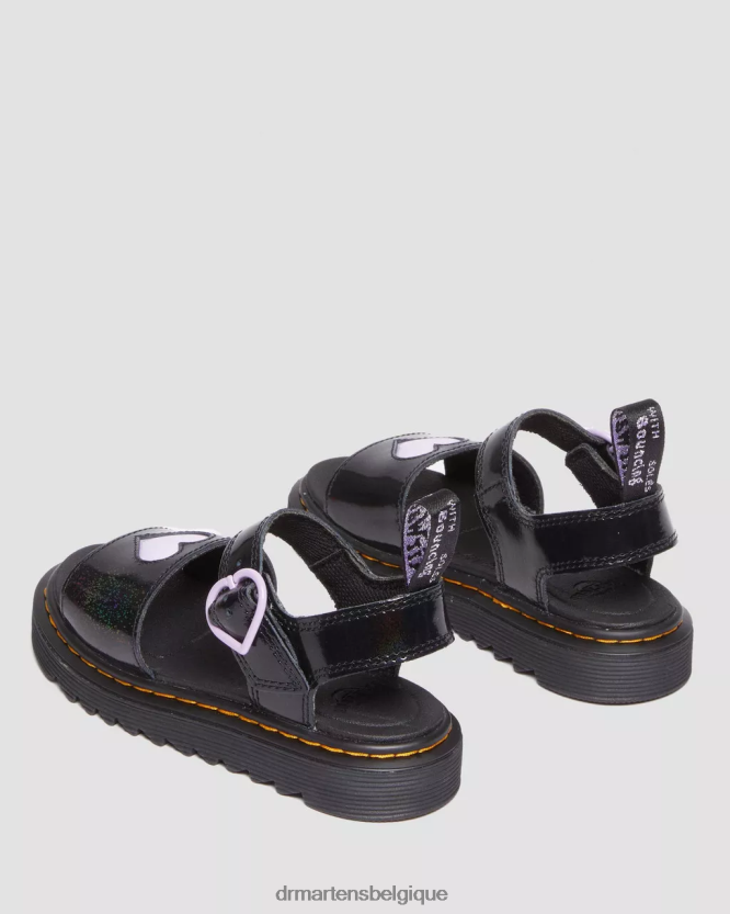 chaussure être Dr. Martens enfants sandales à bride cœur scintillantes Marlowe junior galaxie noire scintillante 6RFZX0454