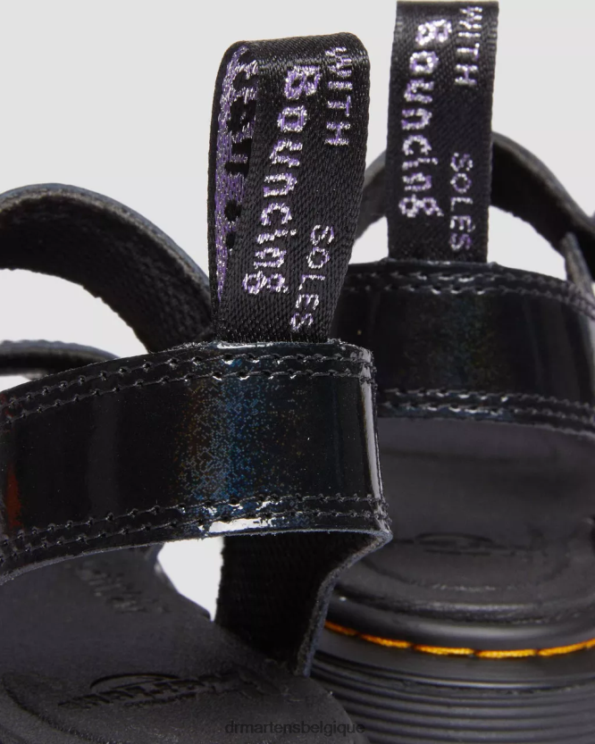 chaussure être Dr. Martens enfants sandales à bride cœur scintillantes Marlowe junior galaxie noire scintillante 6RFZX0454