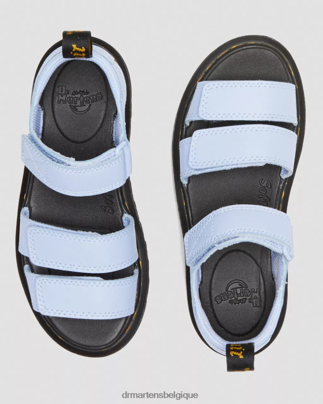 chaussure être Dr. Martens enfants sandales à brides en cuir junior klaire athena Athéna bleue zen 6RFZX0446