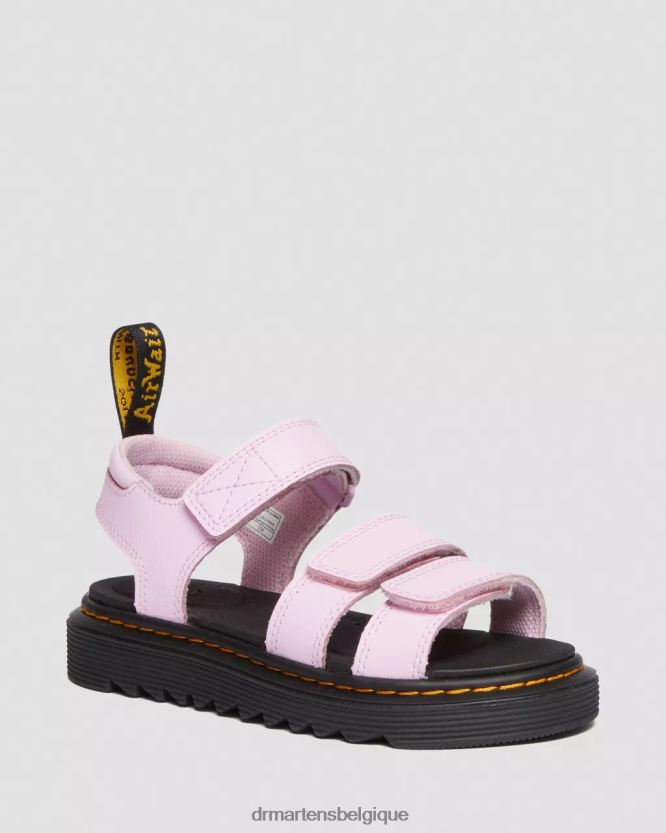 chaussure être Dr. Martens enfants sandales à brides en cuir junior klaire athena Athéna rose pâle 6RFZX0429