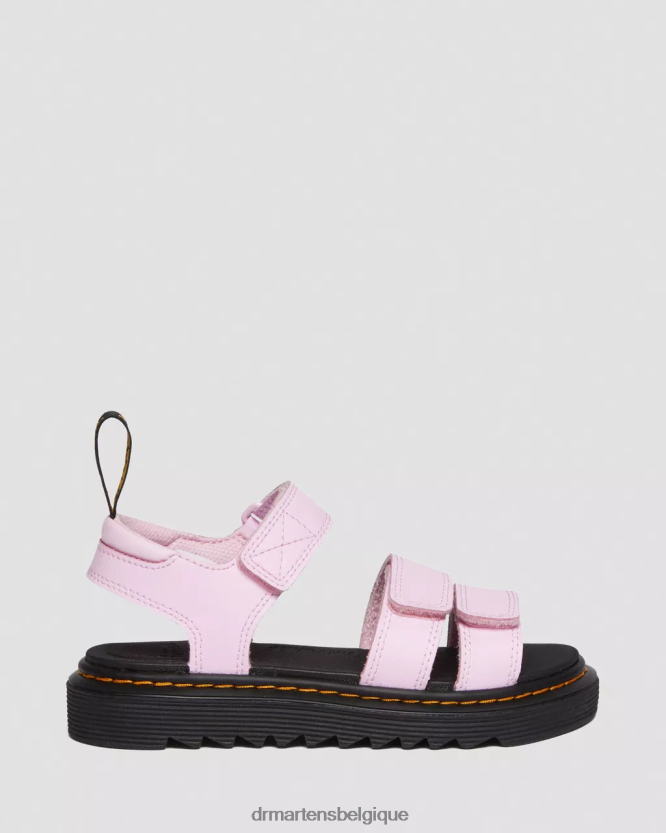 chaussure être Dr. Martens enfants sandales à brides en cuir junior klaire athena Athéna rose pâle 6RFZX0429