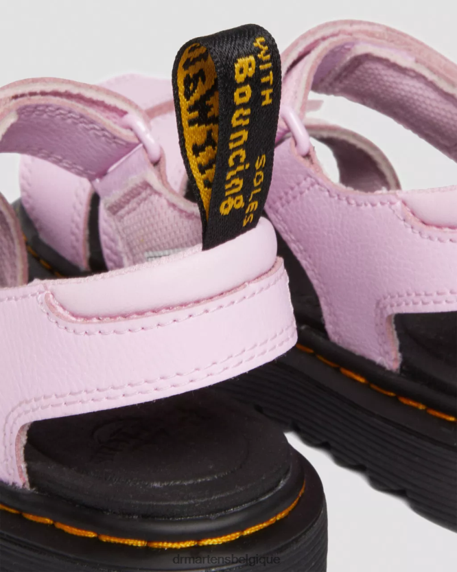 chaussure être Dr. Martens enfants sandales à brides en cuir junior klaire athena Athéna rose pâle 6RFZX0429