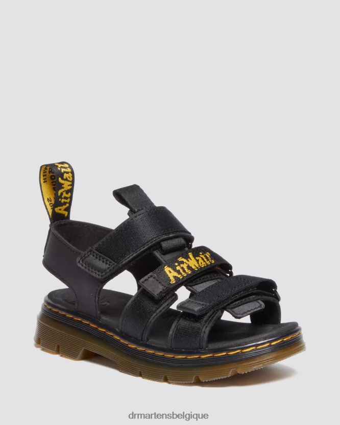chaussure être Dr. Martens enfants sandales décontractées callan junior noir extra résistant et caoutchouteux 6RFZX0450
