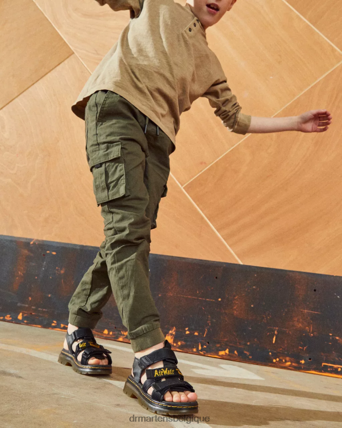 chaussure être Dr. Martens enfants sandales décontractées callan junior noir extra résistant et caoutchouteux 6RFZX0450