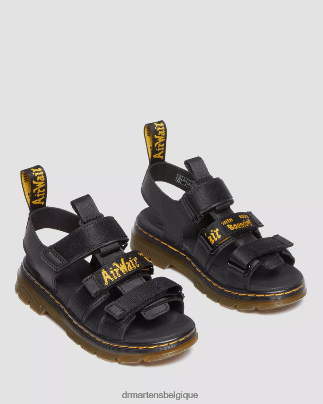 chaussure être Dr. Martens enfants sandales décontractées callan junior noir extra résistant et caoutchouteux 6RFZX0450