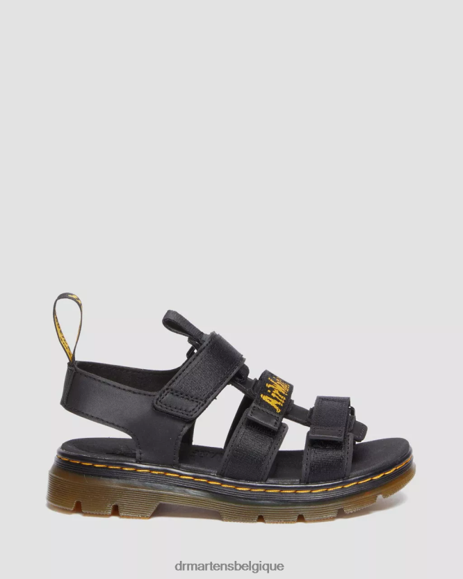 chaussure être Dr. Martens enfants sandales décontractées callan junior noir extra résistant et caoutchouteux 6RFZX0450
