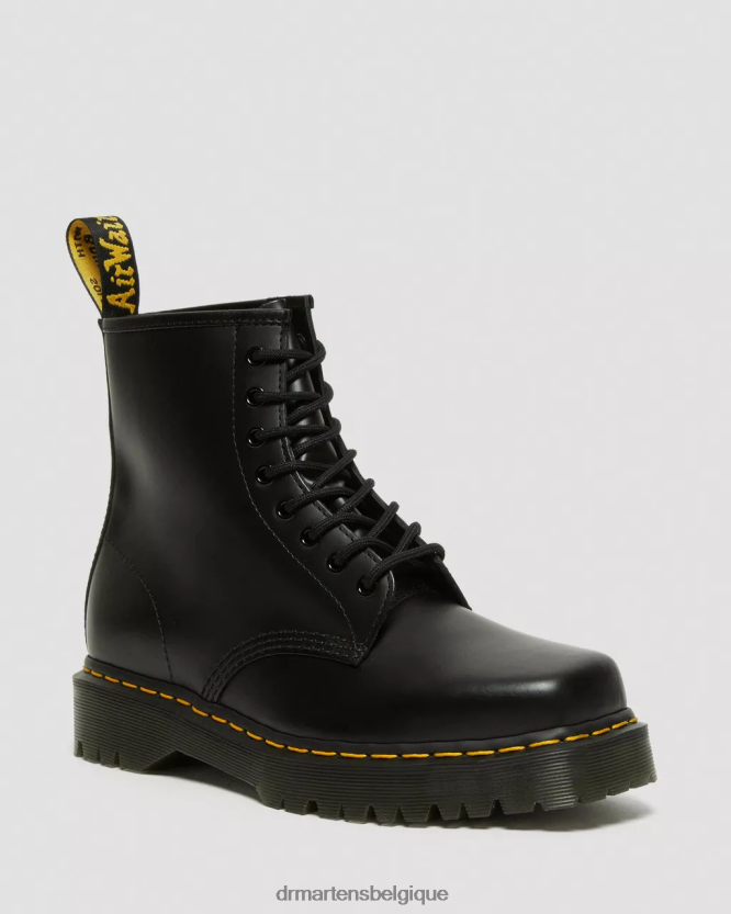 chaussure être Dr. Martens femmes 1460 bex bottes à lacets en cuir à bout carré noir poli lisse 6RFZX0150