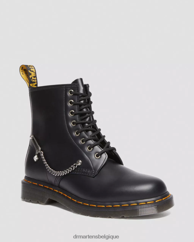 chaussure être Dr. Martens femmes Bottines à lacets en cuir 1460 Swarovski noir lisse 6RFZX073