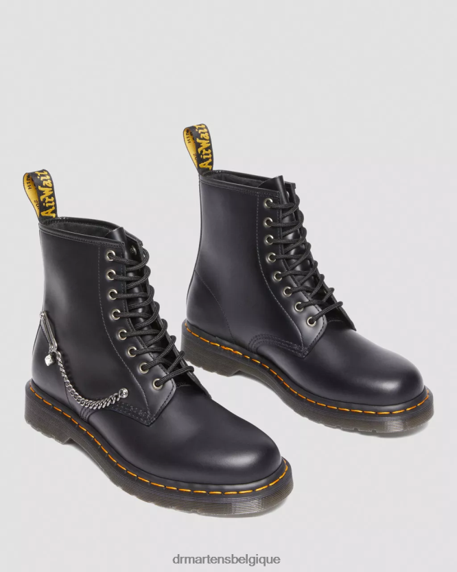 chaussure être Dr. Martens femmes Bottines à lacets en cuir 1460 Swarovski noir lisse 6RFZX073