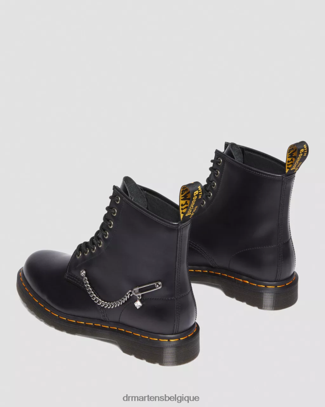 chaussure être Dr. Martens femmes Bottines à lacets en cuir 1460 Swarovski noir lisse 6RFZX073