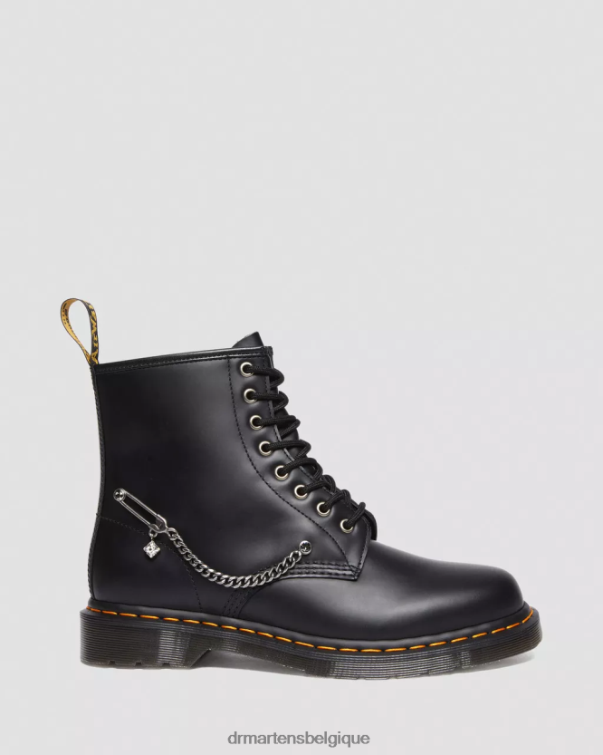 chaussure être Dr. Martens femmes Bottines à lacets en cuir 1460 Swarovski noir lisse 6RFZX073