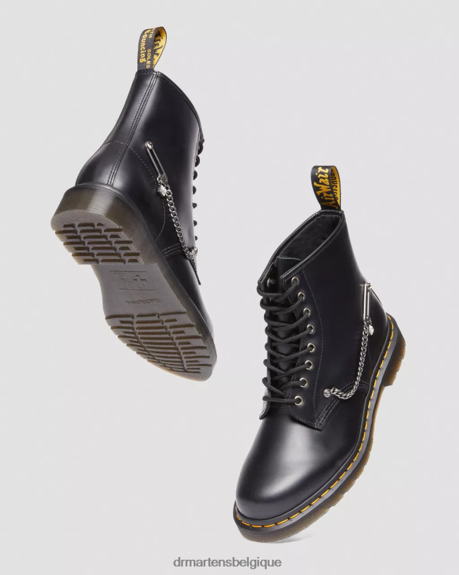 chaussure être Dr. Martens femmes Bottines à lacets en cuir 1460 Swarovski noir lisse 6RFZX073