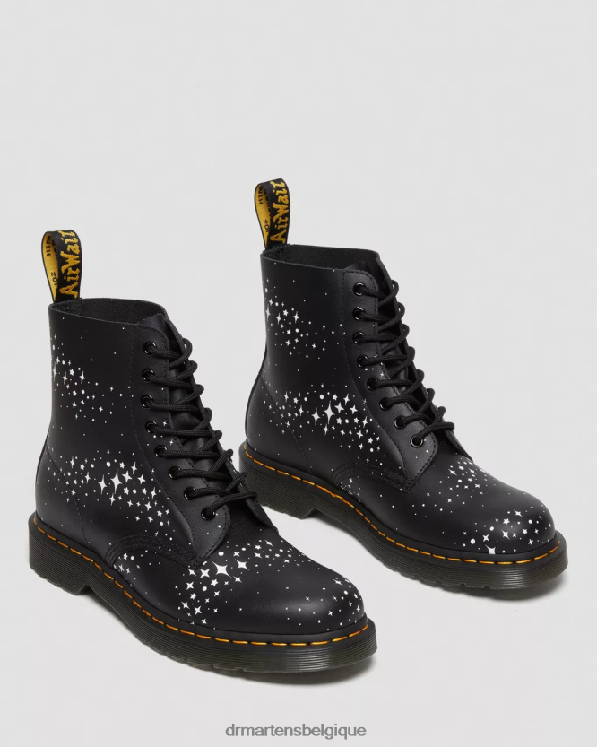 chaussure être Dr. Martens femmes Bottines à lacets en cuir 1460 pascal stars revers d'ombre florale fantôme noir 6RFZX0114
