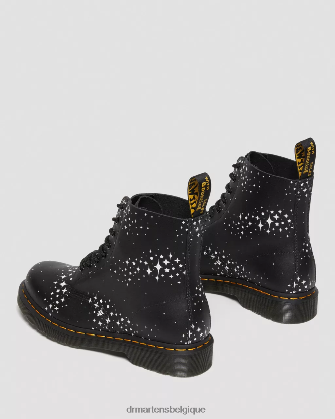 chaussure être Dr. Martens femmes Bottines à lacets en cuir 1460 pascal stars revers d'ombre florale fantôme noir 6RFZX0114