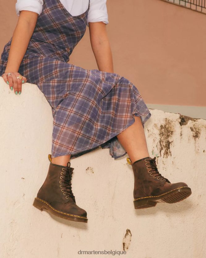 chaussure être Dr. Martens femmes Bottines à lacets en cuir Crazy Horse 1460 cheval fou marron 6RFZX056