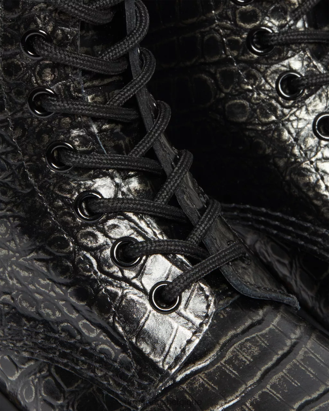 chaussure être Dr. Martens femmes Bottines à lacets en cuir embossé croco 1460 croco sauvage en bronze à canon 6RFZX0163