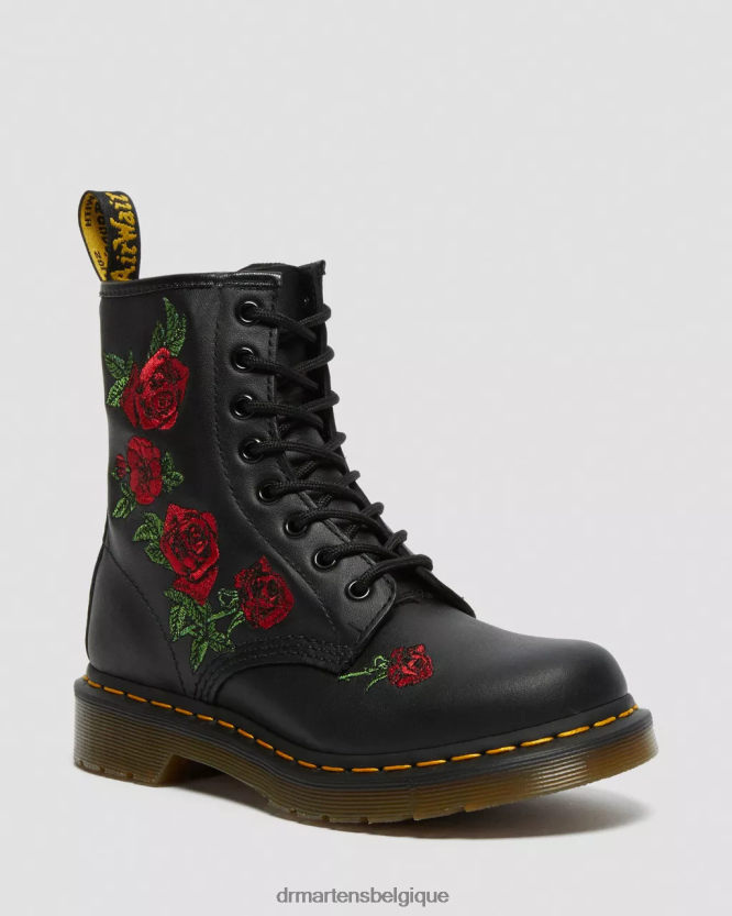 chaussure être Dr. Martens femmes Bottines à lacets en cuir à fleurs 1460 vonda noir doux t 6RFZX066