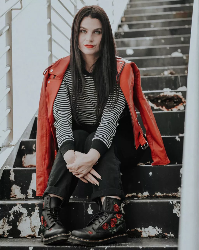 chaussure être Dr. Martens femmes Bottines à lacets en cuir à fleurs 1460 vonda noir doux t 6RFZX066