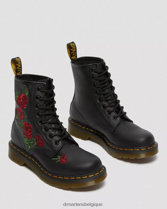 chaussure être Dr. Martens femmes Bottines à lacets en cuir à fleurs 1460 vonda noir doux t 6RFZX066